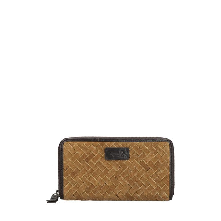 Billetera Cuero Mujer Sz Braid Zip Tan Cafe Claro TALLA UNICA