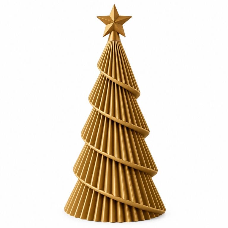 Arbol Navideno 3D Elegante con Estrella Decoracion Hogar (Dorado)