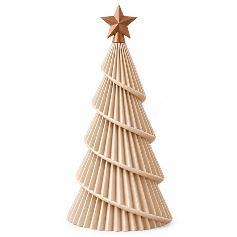 Arbol Navideno 3D Elegante con Estrella Decoracion Hogar (Beige)