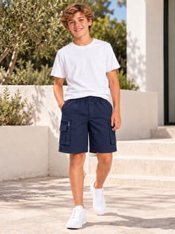 Pantalones Cortos Nino Y Juvenil. Short, Bermuda Cargo K35 Azul 8