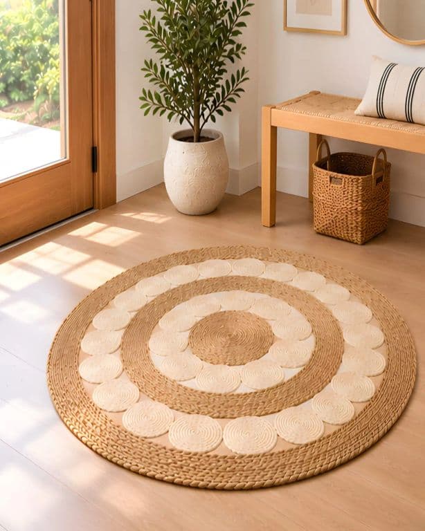 Alfombra Redonda de Fibras Naturales de 120 cm
