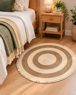Alfombra Circular 120 cm de Fibras Naturales para Sala y Dormitorio
