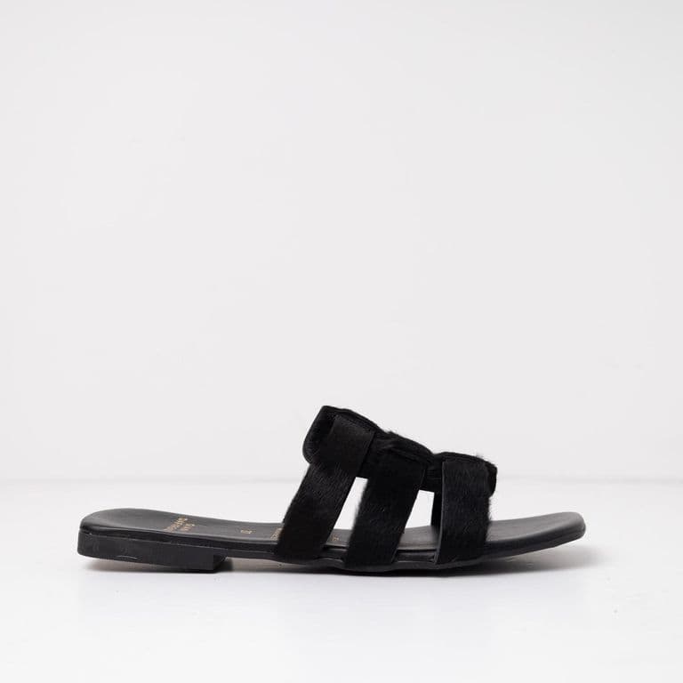 Sandalia Cuero Mujer Aliso Negro Negro 39