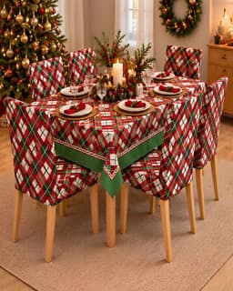 Set de Comedor Para 6 Sillas Mantel y Fundas Navidenas