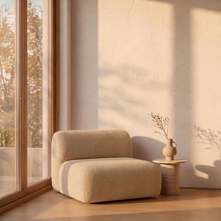 Sillon 1 Cuerpo Dune Arena Tapizado con Respaldo Beige