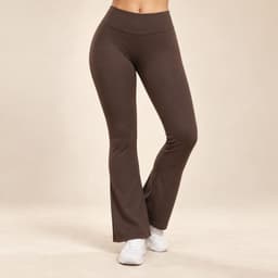 Calza Mujer Flare Acampanada Push Up Corte V Tiro Medio Cafe S/M