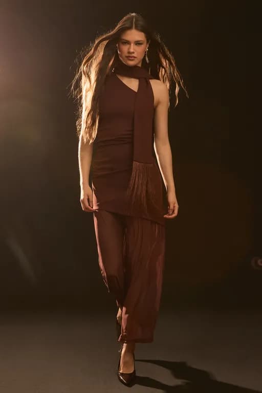 Vestido Largo Mujer Cafe Cafe M