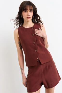 Gilet Asimetrico Mujer Cafe Cafe 42