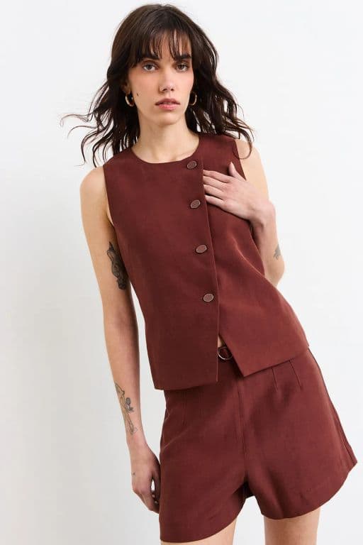 Gilet Asimetrico Mujer Cafe Cafe 42