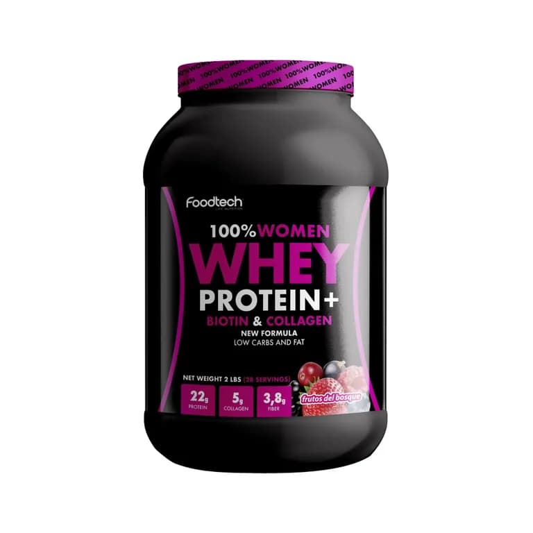 Proteina Mas Biotina Y Colageno 100% Women Whey 2 Lbs Frutos Del Bosque Fucsia