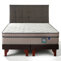 Cama Europea Maximo Cobre King x 2.00mt Base Dividida + Respaldo Design Grafito