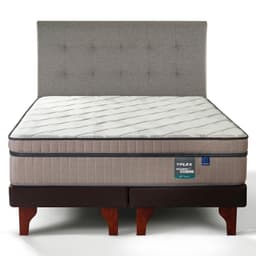 Cama Europea Maximo Cobre King x 2.00mt Base Dividida + Respaldo Design Gris