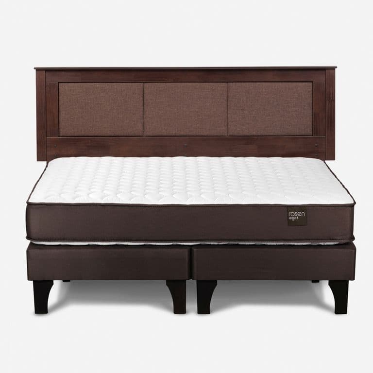 Cama Europea New Ergo T King x 2.00 mt Base Dividida + Respaldo Rachel Chocolate
