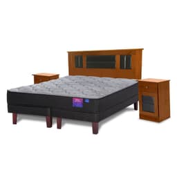 Cama Europea Therapedic Plus King x 2.00mt Base Dividida + Respaldo + 2 Veladores Lorraine