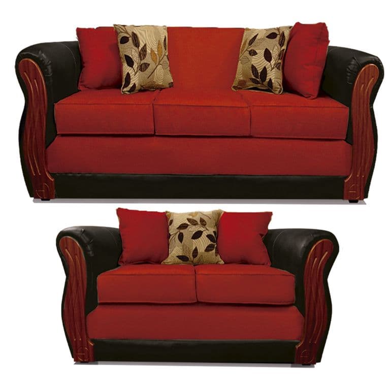 Juego De Living Girona 3+2 T/Pu Elegant Detail Rojo