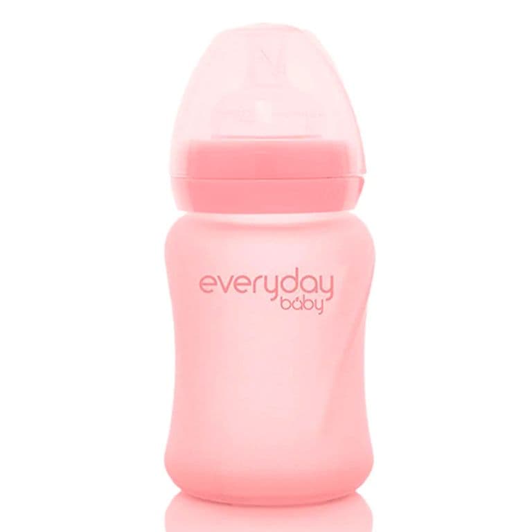 Mamadera De Vidrio Con Recubrimiento De Silicona Healthy 150ml Rosado