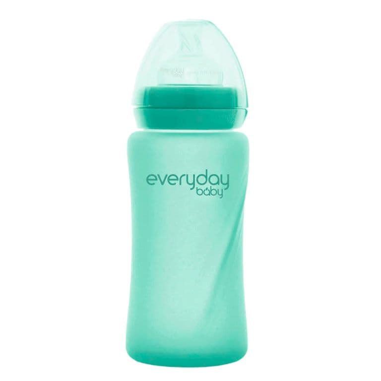 Mamadera De Vidrio Con Recubrimiento De Silicona Healthy 240ml Verde