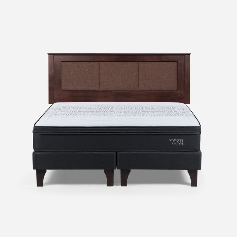 Cama Europea Tempo King x 2.00mt Base Dividida + Respaldo Rachel Chocolate