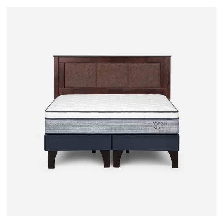 Cama Europea Indie 2 Plazas x 2.00 mt Base Dividida + Respaldo Rachel Chocolate