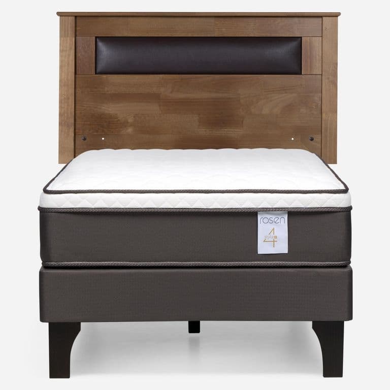 Cama Europea New Style 4 Plus Plus 1 Plaza x 2.00 mt + Respaldo Ferrara Taffy