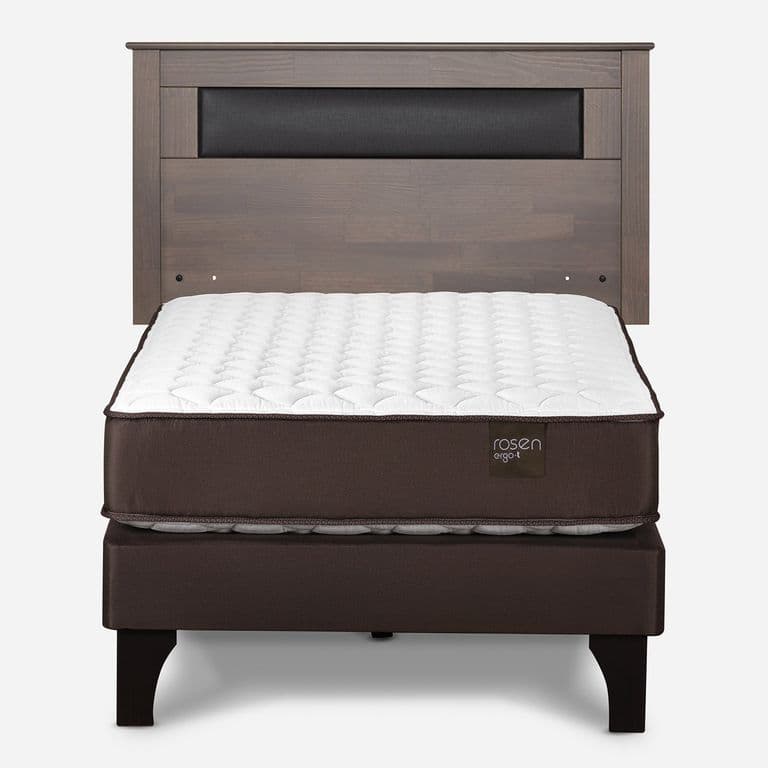 Cama Europea New Ergo T 1.5 Plazas x 2.00 mt + Respaldo Ferrara Gris