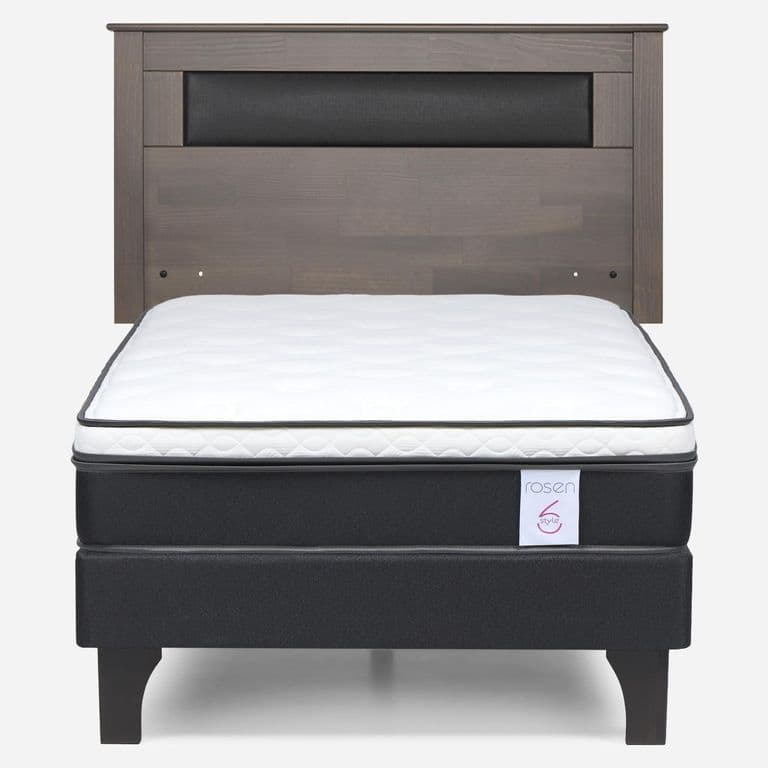 Cama Europea New Style 6 1.5 Plazas x 2.00 mt + Respaldo Ferrara Gris