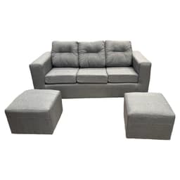 Sofa 3 Cuerpos Nize 2 Pouf Tela Gris