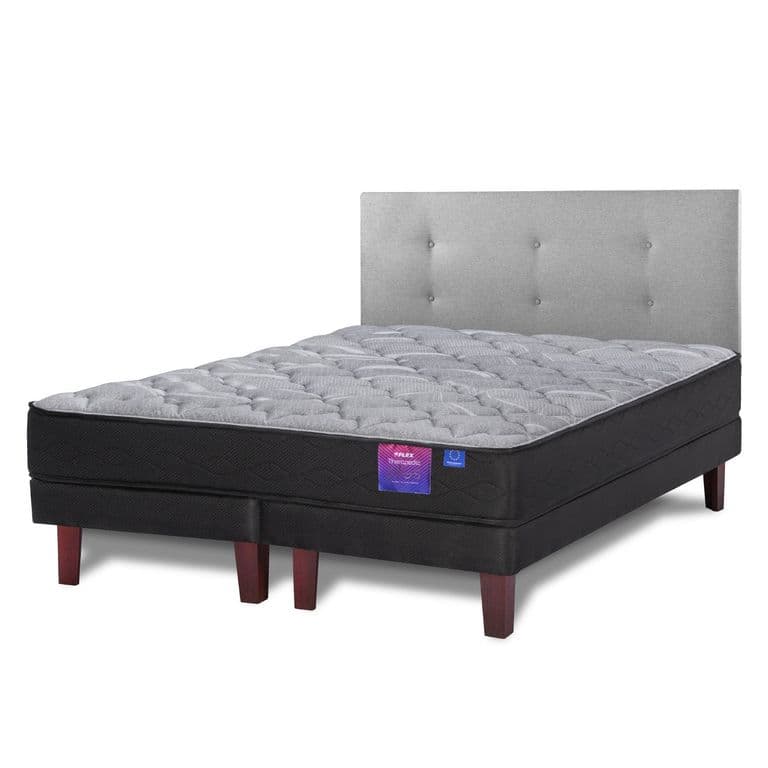 Cama Europea Therapedic Plus King x 2.00mt Base Dividida + Respaldo Royal Gris