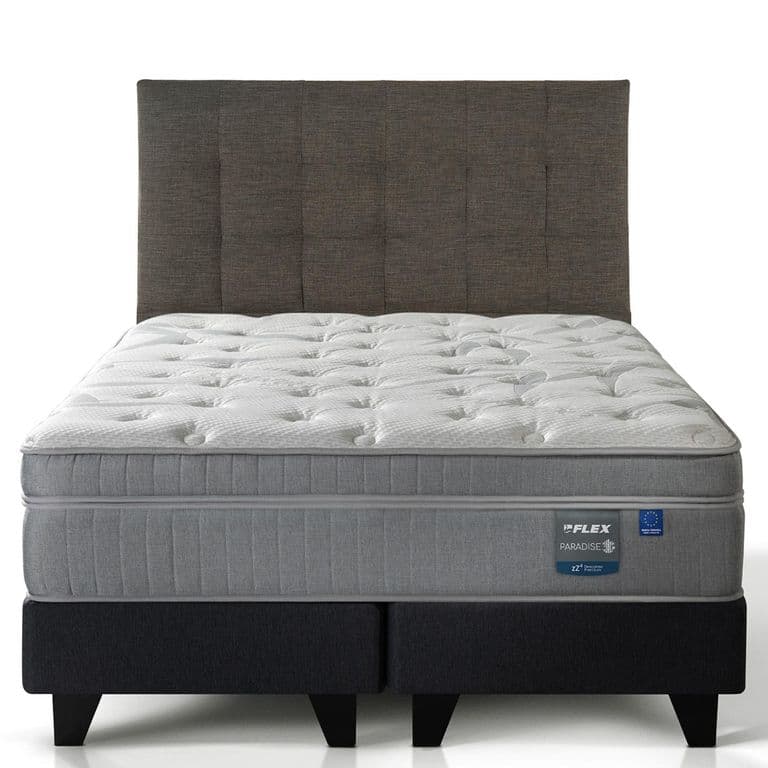 Cama Europea Paradise Super King x 2.00mt Base Dividida + Respaldo Design Grafito