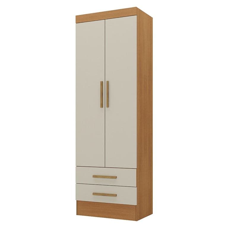 Closet 2 Puertas, 2 Cajones, 2 Colores: Canela y Blanco Off White, 4 Opciones de armado