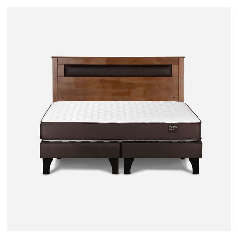 Cama Europea New Ergo T 2 Plazas x 2.00 mt Base Dividida + Respaldo Ferrara Taffy