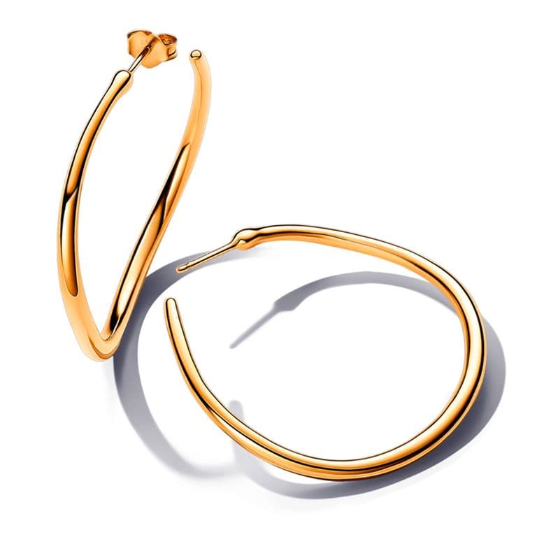 Aretes De Aro Abiertos De 42 Mm Forma Organica Mujer