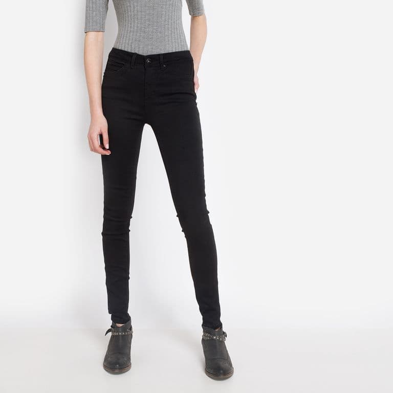 Jeans Skinny Tiro Medio Mujer Negro 38