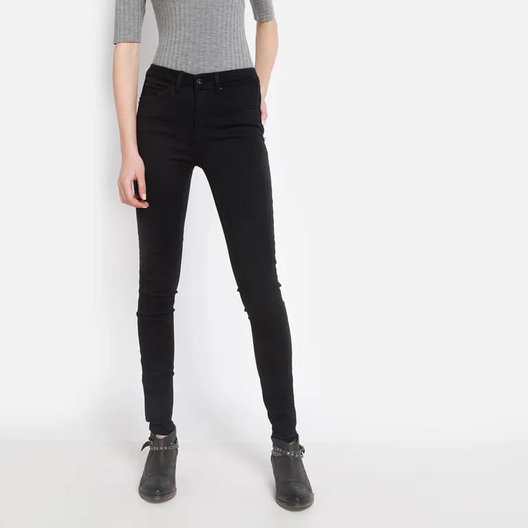 Jeans Skinny Tiro Medio Mujer Negro 42