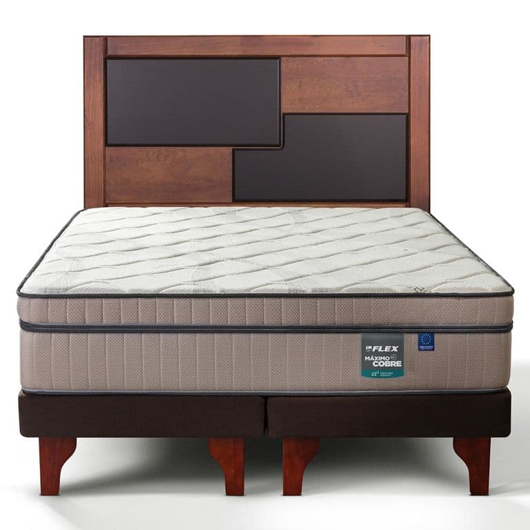 Cama Europea Maximo Cobre King x 2.00mt Base Dividida + Respaldo Colonia