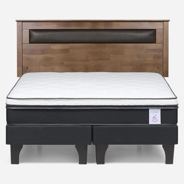 Cama Europea New Style 6 2 Plazas x 2.00 mt Base Dividida + Respaldo Ferrara Taffy
