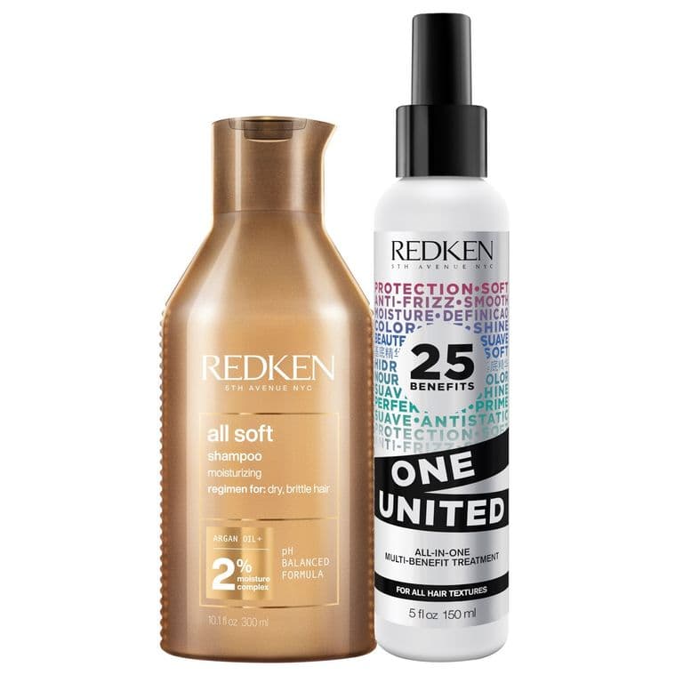 Set Hidratacion Cabello Seco All Soft Shampoo 300Ml + One United 150Ml