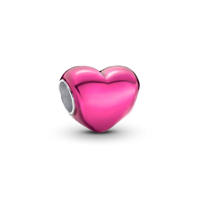 Charm Corazon Metalico Rosa Mujer