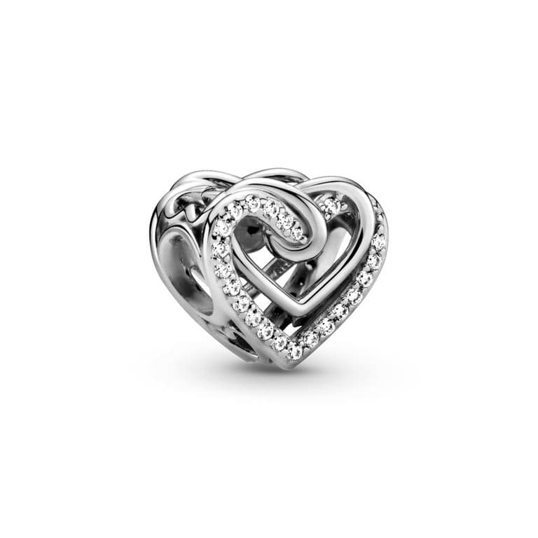 Charm Plata Ley Corazones Brillantes Entrelazados Mujer