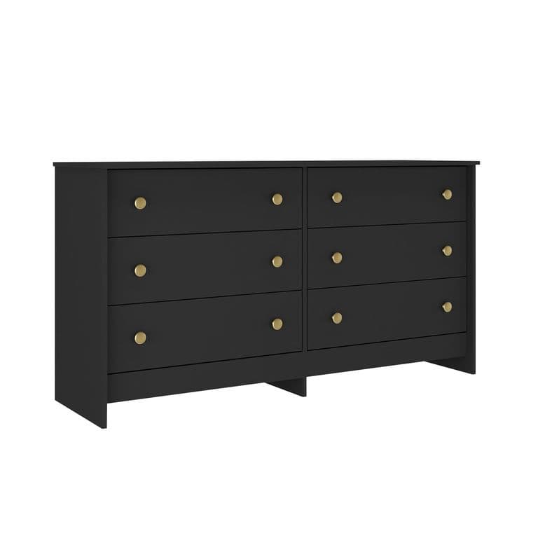 Comoda Duplex 6 Cajones Negro