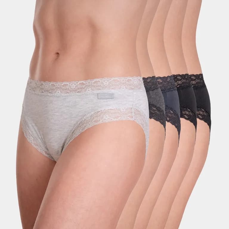 Pack 5 Bikini Algodon Encaje Mujer Negro XL