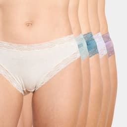 Pack 5 Bikini Algodon Encaje Mujer Celeste L