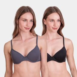 Pack 2 Sosten Algodon con Arco y Padding Mujer Gris 34B