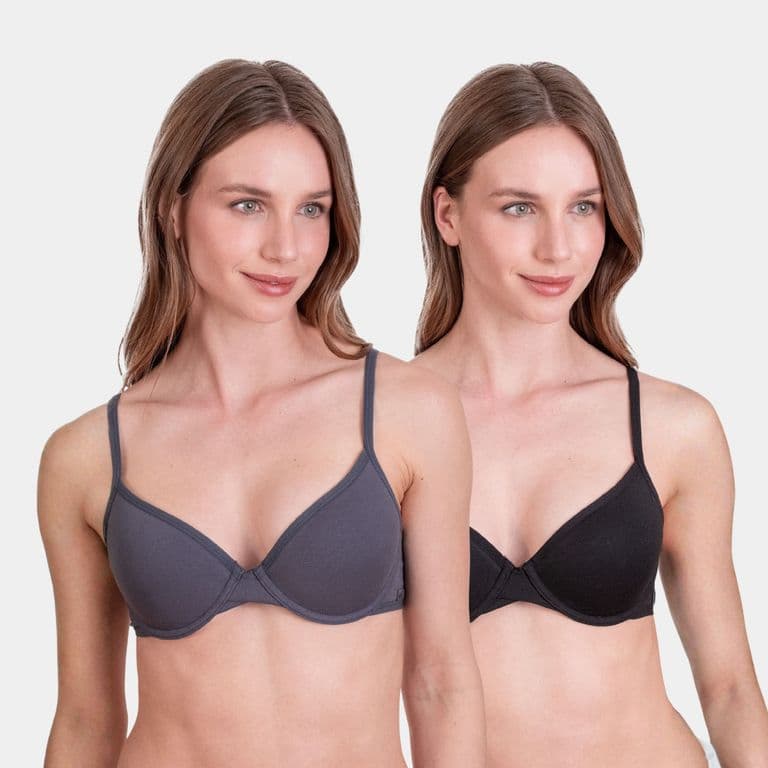 Pack 2 Sosten Algodon con Arco y Padding Mujer Gris 34B
