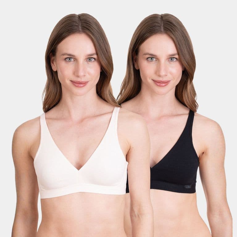 Pack 2 Sosten Algodon Sin Arco y con Padding Mujer Negro 40B