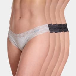 Pack 5 Mini Culotte Algodon Encaje Mujer Gris L