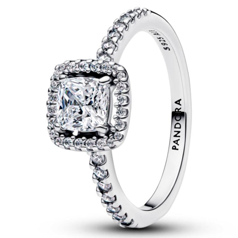 Anillo Halo Cuadrado Brillante Mujer 54