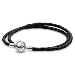 Brazalete Doble de Cuero Negro Moments 35