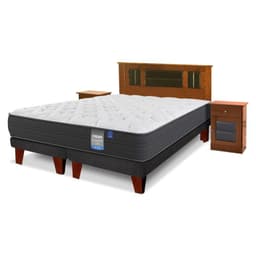 Cama Europea Europedic Dual King x 2.00mt Base Dividida + Respaldo + 2 Veladores Set Lorraine