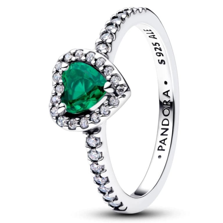 Anillo Corazon Elevado Verde Real Mujer 50